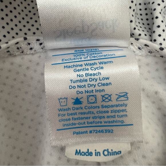 Halo Swaddle Sleep Sack White Navy Blue Dot Trim 100% Cotton Zip - Picture 5 of 6